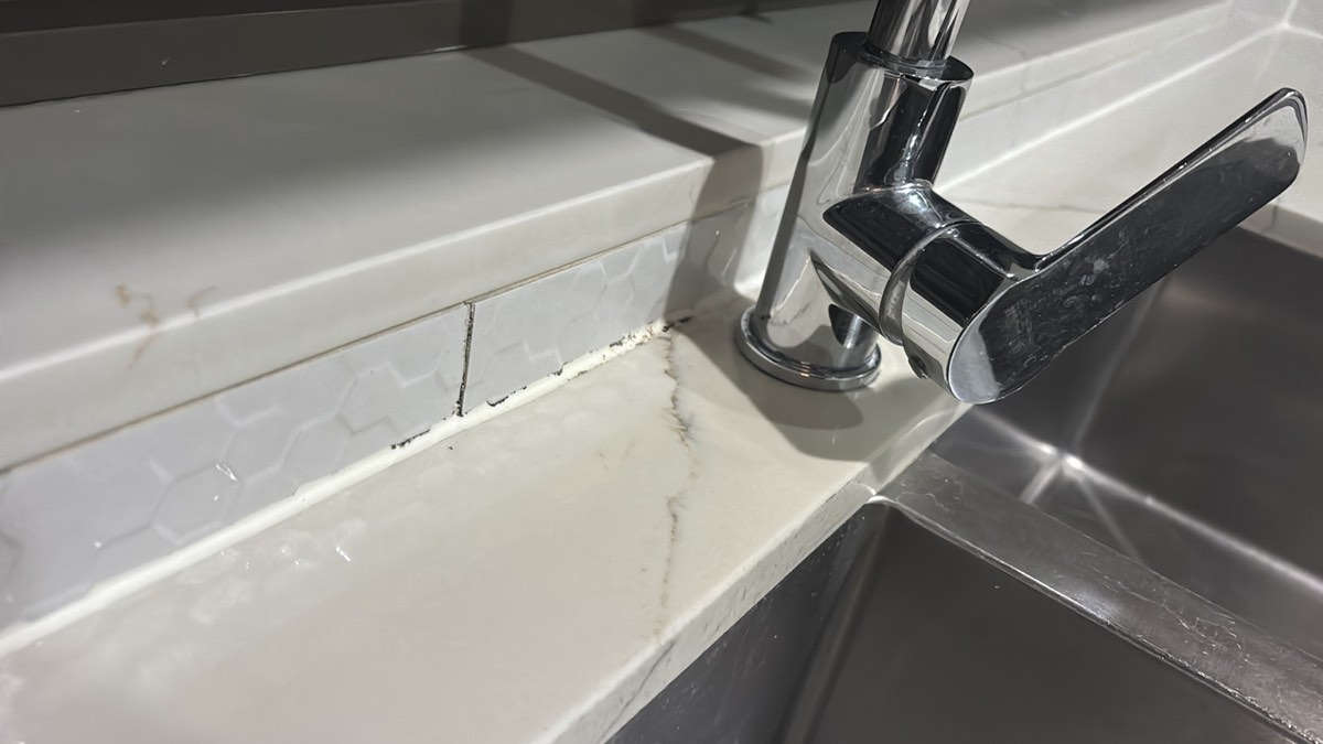 Mouldy sealant, recorded during a building and pest inspection in Craigieburn